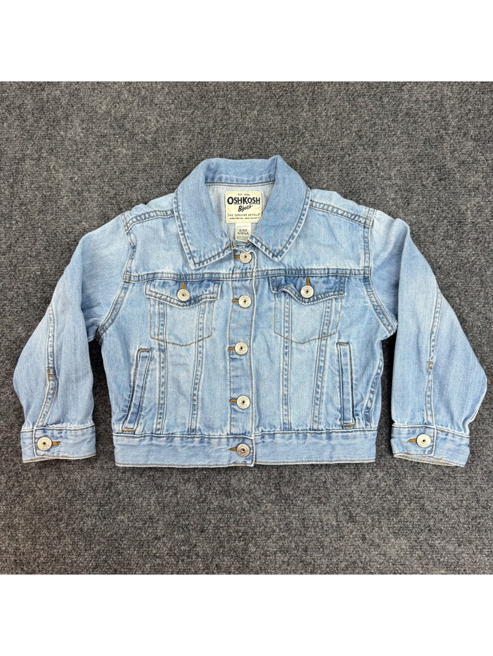 OshKosh B’gosh Girls 6/6X Light Wash Denim Jean Jacket